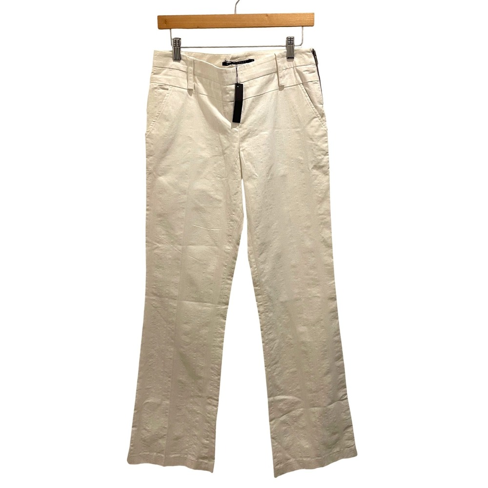Development Pants Womens 8 Cream Coastal Minimalist Side Zip Textured Cotton NEW
